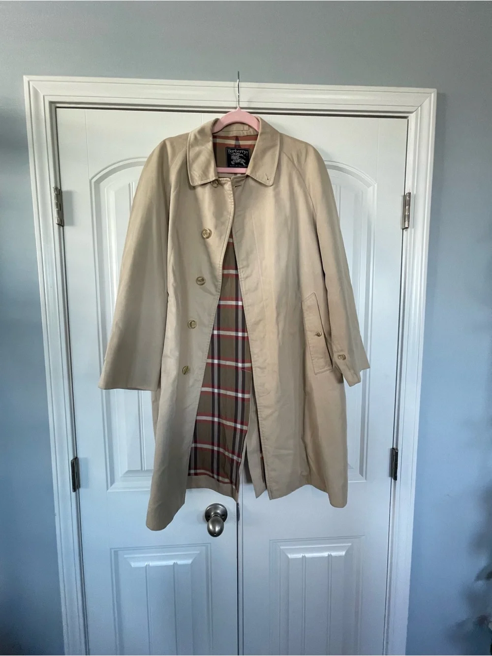 Burberrys Commuter II Vintage Classic Beige Trench Coat Plaid Lining Sz:16 w - Picture 1 of 8
